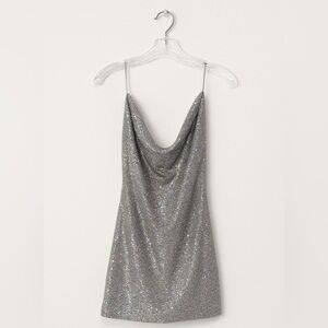 Dolce & Gabbana Gray Slip Dress Cowl Neck Sleeveless